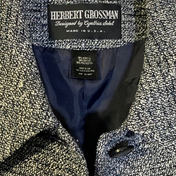 Vintage 70s Herbert Grossman Tweed Jacket Blazer Blue Gray City Chic Retro Sz 12 - Picture 7 of 13
